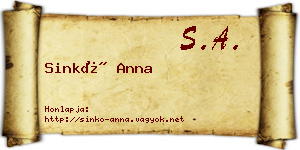 Sinkó Anna névjegykártya