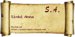 Sinkó Anna névjegykártya